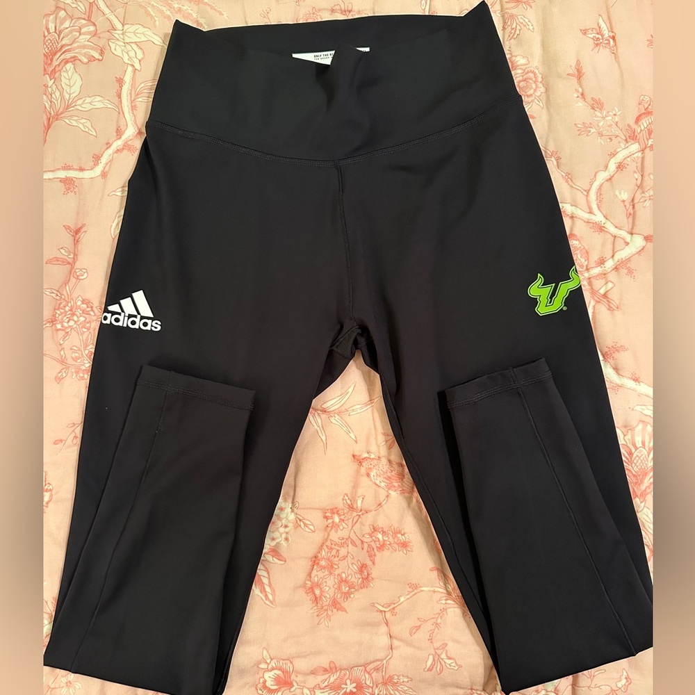 NEW Adidas Aeroready Women's Leggings Tights USF South Florida Bulls slime green
